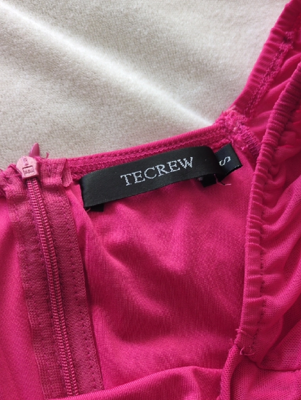 One-Shoulder Fuchsia Ruched Mini Dress - Picture 2 of 2